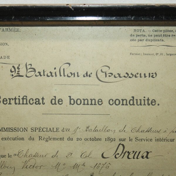 Certificat de bonne conduite 9ème Chasseur