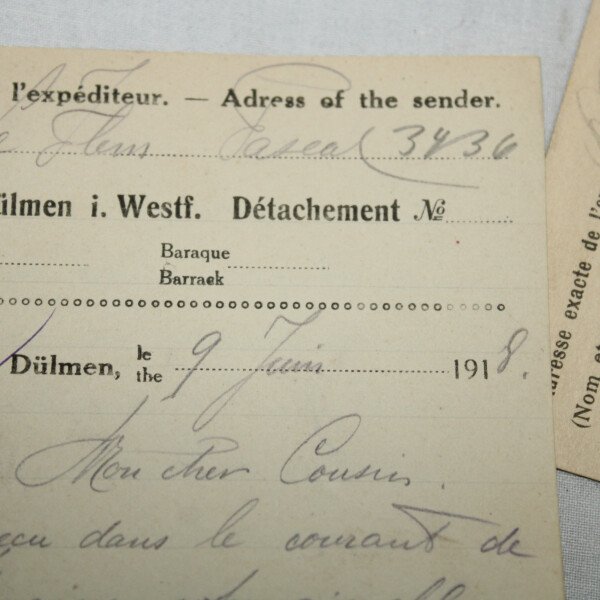 Correspondances prisonnier 1917