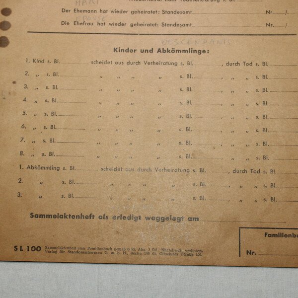 Dossier Livret de famille 1944