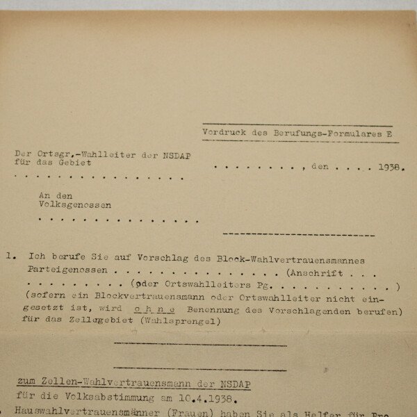 Formulaire d'appel électoral