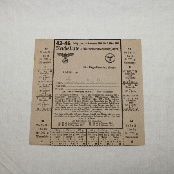 Ticket de rationnement marmelade