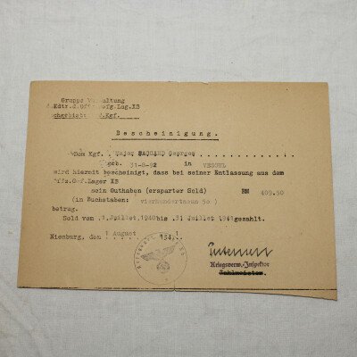 Bescheinigung 08/1941