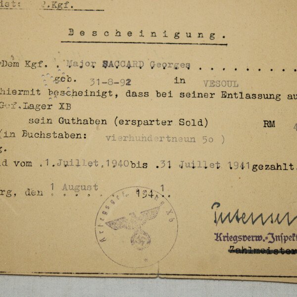 Bescheinigung 08/1941