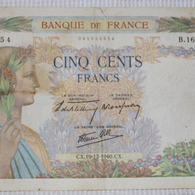 Billet 500 francs 1940