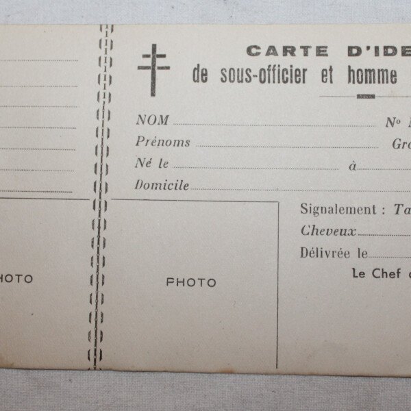 Carte d'identité FFI troupe