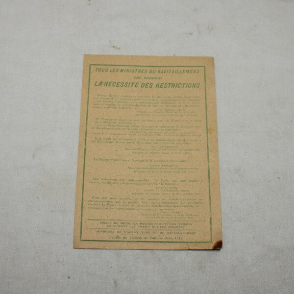 Ticket de pain 1918