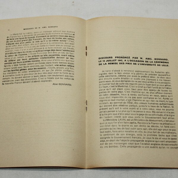 Messages Abel Bonnard, ministre Vichy