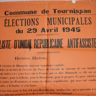 Affiche élection municipale Tournissan