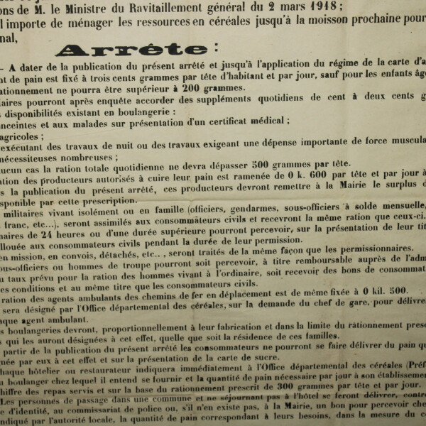 Affiche rationnement du pain
