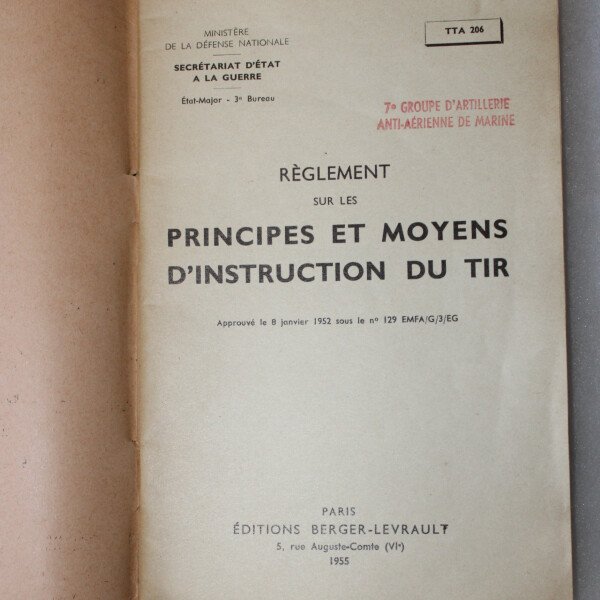 Livret d'instruction 57e RA 1955